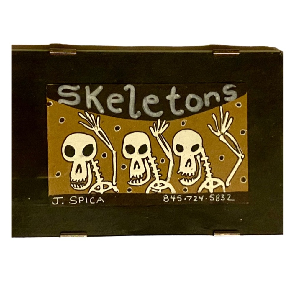 ORIGINAL Little Art Skeletons by J. Spica, framed 4” x 6”